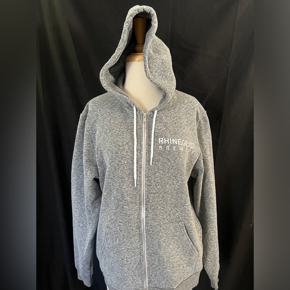 Mens Rhinegeist Brewery Full Zip Hoodie Jacket Size Medium Gray - Picture 1 of 11